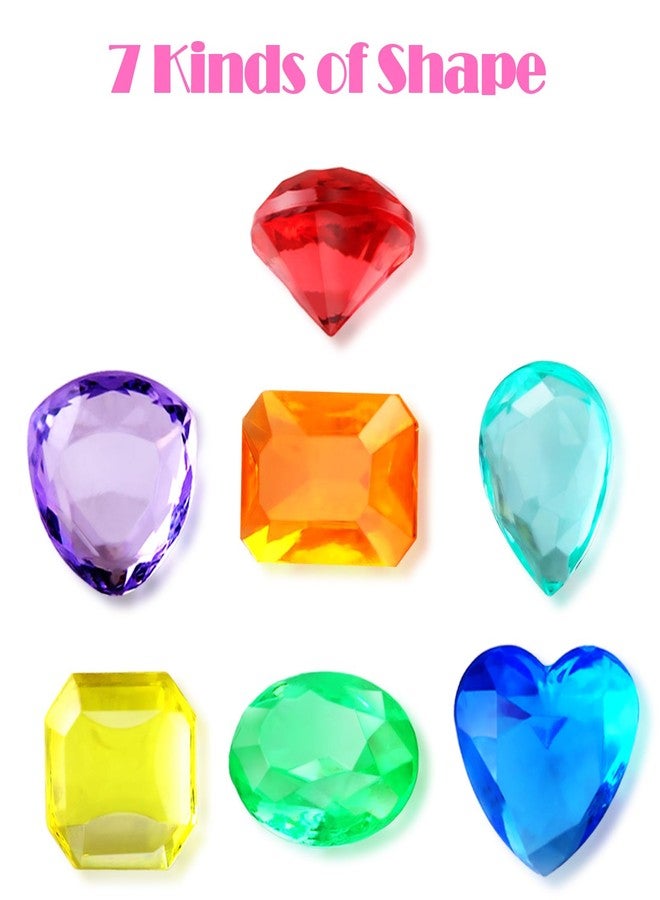 Niceup 200+pcs Kids Gemstones Toys for Pirate Treasure Princess Party Favor Pool Diving Gems Vase Filler Plastic Acrylic Fake Jewels Decors with Heart Diamond Drop Oval Rectangle Square Triangle - Image 3